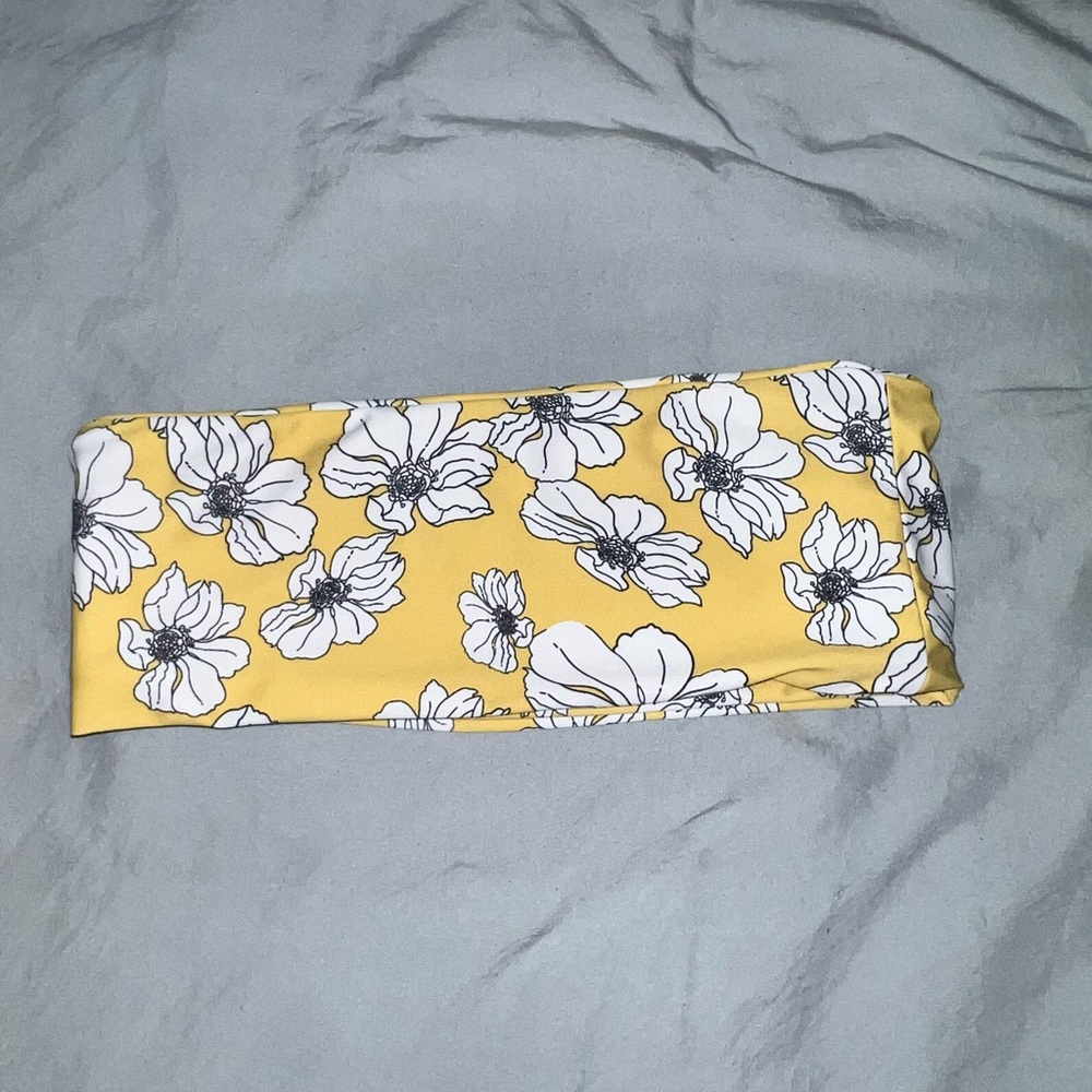 Yellow floral bandeau bikini top